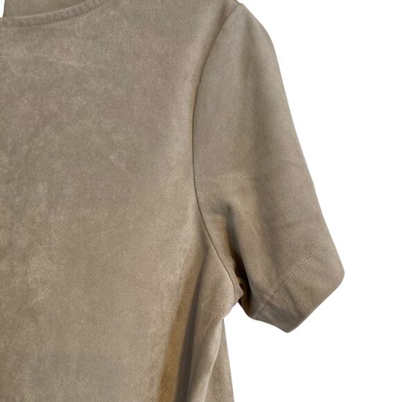 JJill Tan Faux Suede Soft Neutral Cottagecore Peasant Pocket Top Size Small - Picture 11 of 15